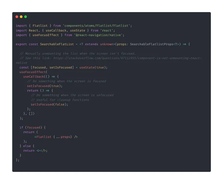 Code Snippet for Unmounting Computationally Expensive Component