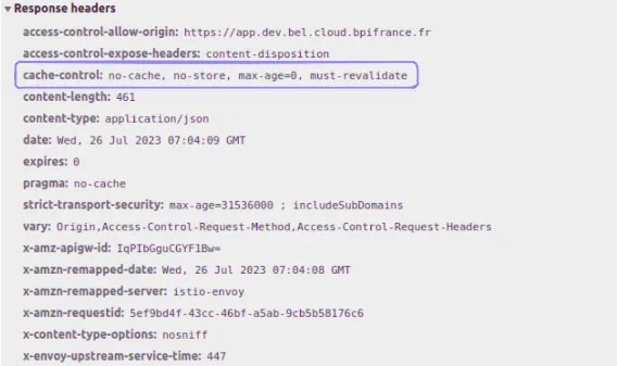 The cache control value of a HTTP request can be found in the devTools. When clicking on a request in the network section, you can find the header in the "Response headers" part