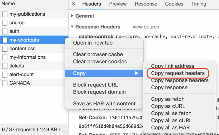 [Dev Tools] Headers copy
