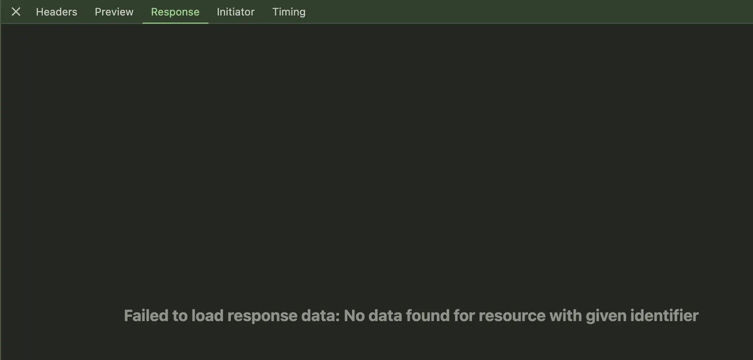 Screenshot of CORS error response in Chrome