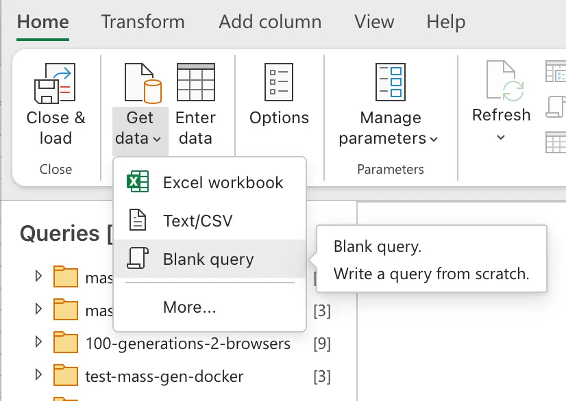 Create a blank query