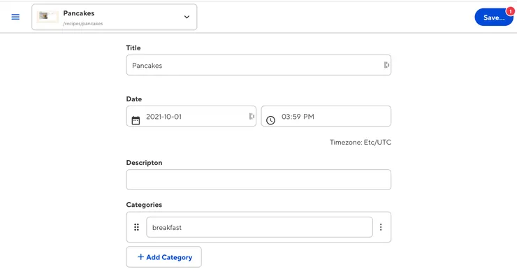 Data Editor - Recipe