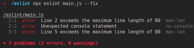 ESLINT error fixing via cli