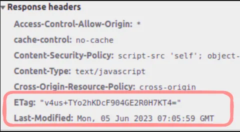 Etag and Last-Modified in devTools