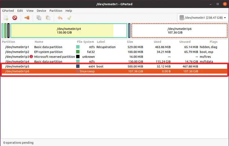 Gparted after partition creation