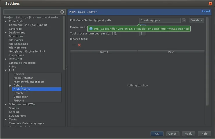 phpcs configuration