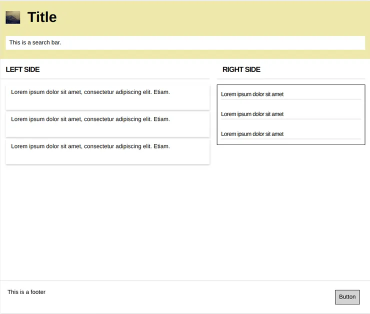 User interface with flexbox on a standard laptop