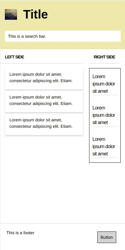 User interface with flexbox on a large mobile