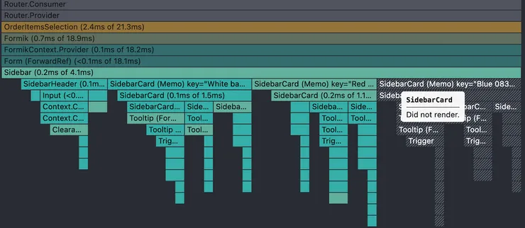 Profiler with not re-rendered third card