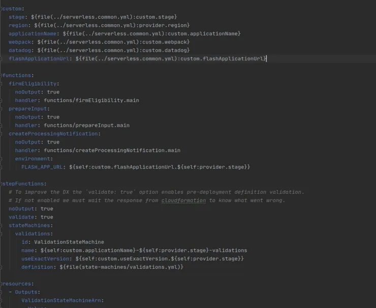 Part of a serverless.yml file