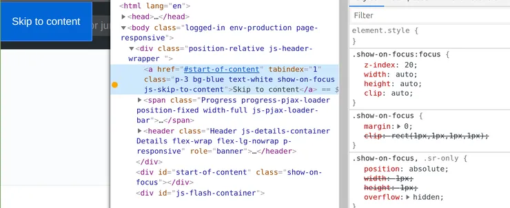 GitHub&#x27;s skip to content link