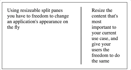 Resizeable split panes in action