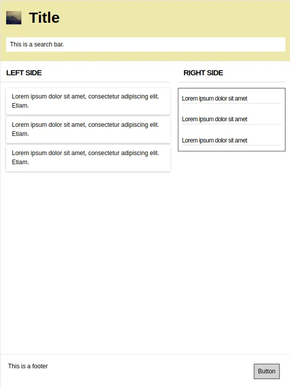 User interface with flexbox on a tablet