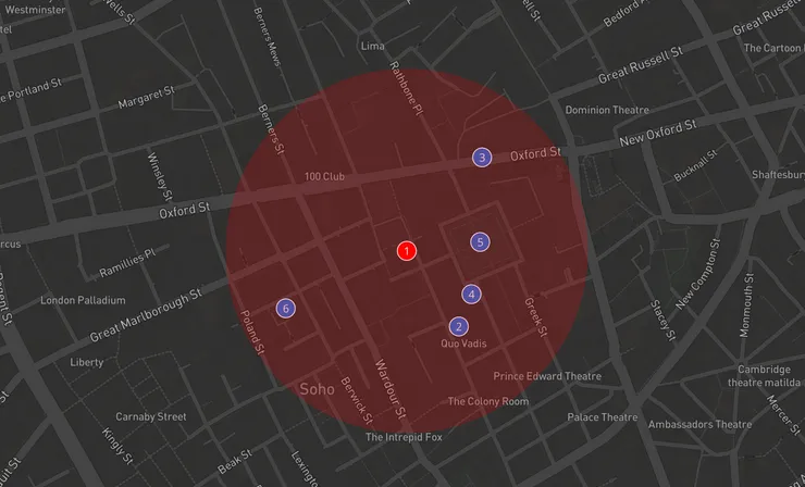 Map with accumulation radius