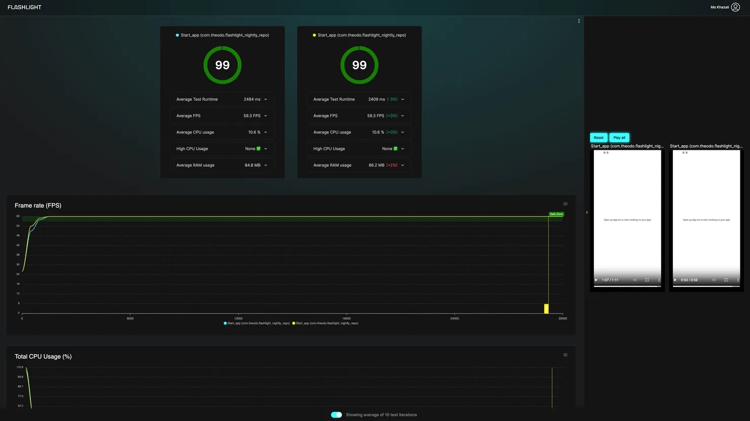 Flashlight&#x27;s comparison view